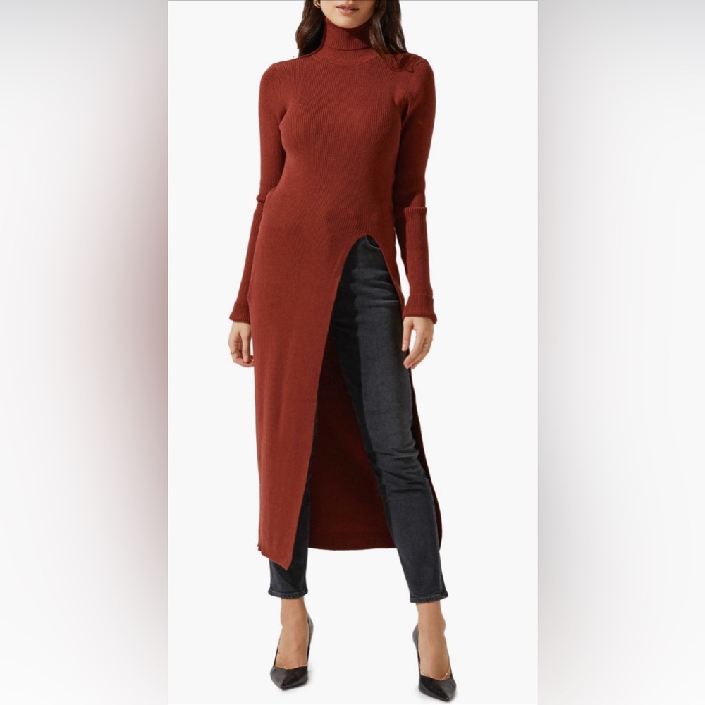 ASTR the Label High Slit Turtleneck Sweater